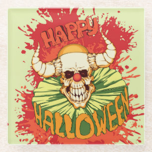 Posavasos De Vidrio Volante de Halloween: tema diabólico del payaso
