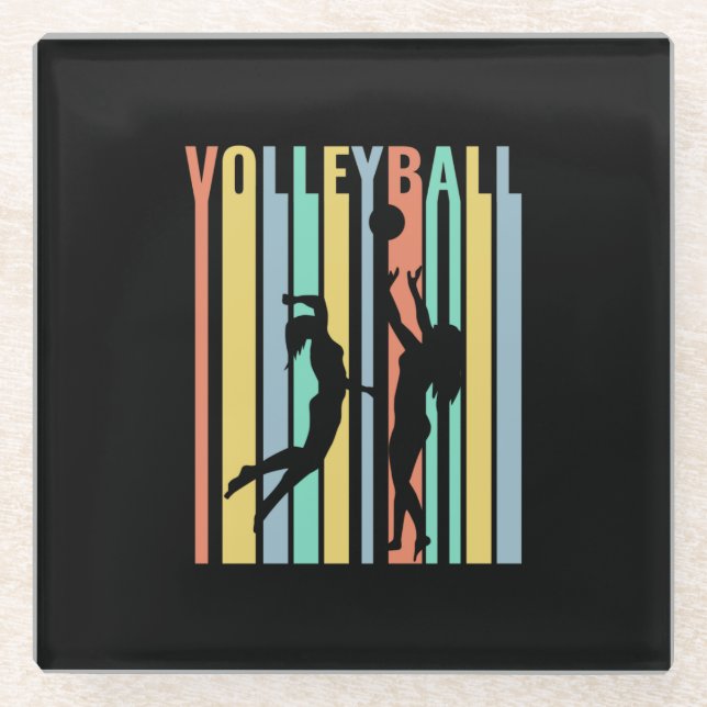 Posavasos De Vidrio Voleibol Beachvoleibol Retro (Anverso)