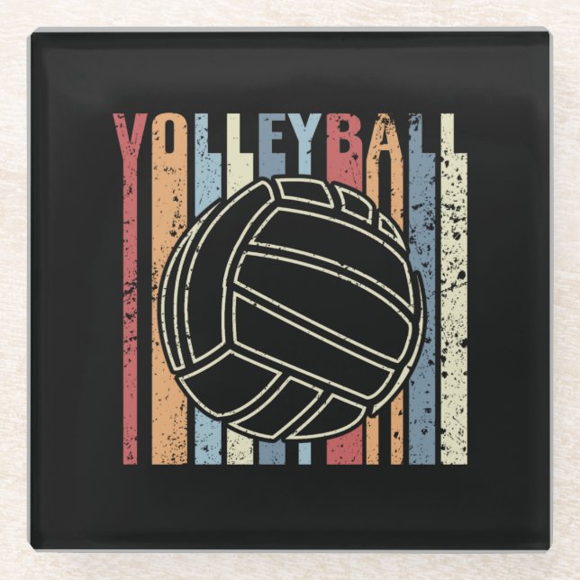 Posavasos De Vidrio Voleibol Retro Vintage (Anverso)