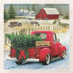 Posavasos De Vidrio Volviendo a Casa con un Árbol de Navidad