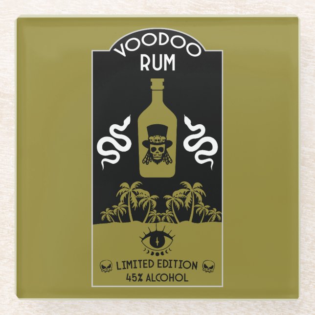 Posavasos De Vidrio Voodoo Rum caribeño (Anverso)