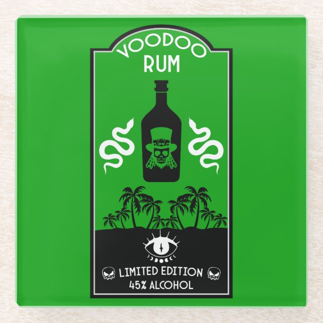 Posavasos De Vidrio Voodoo Rum caribeño (Anverso)