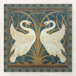 Posavasos De Vidrio Walter Crane Swan, Rush E Iris Art Nouveau