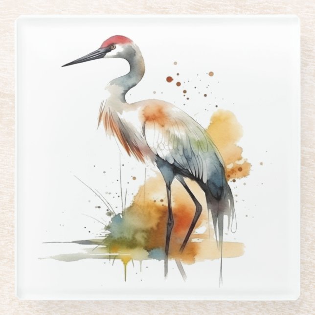 Posavasos De Vidrio Wandering Crane (Anverso)
