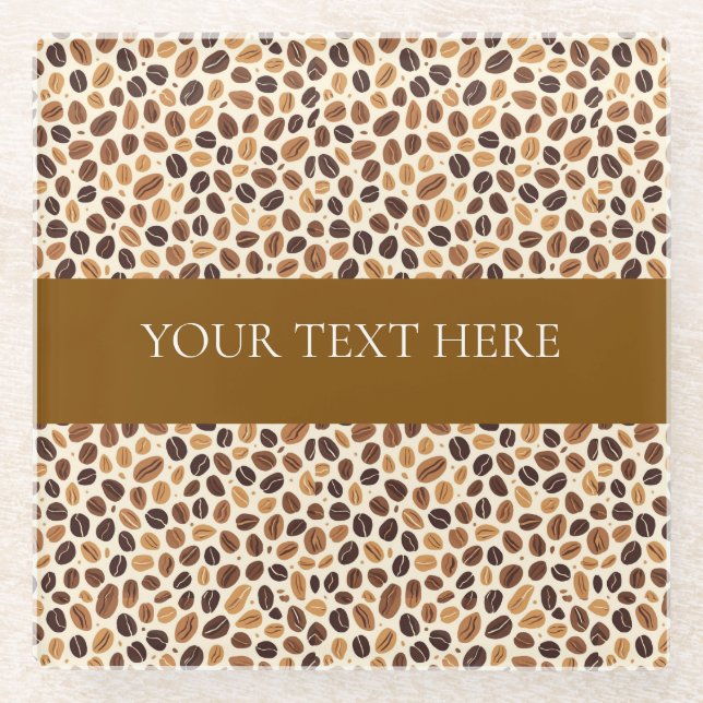Posavasos De Vidrio Warm Coffee Bean Roast Tones Seamless Pattern (Anverso)