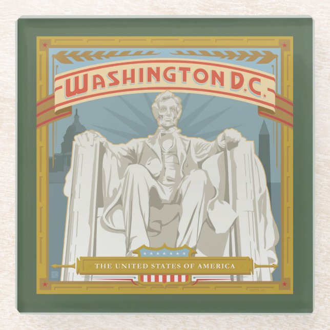 Posavasos De Vidrio Washington DC | Monumento conmemorativo a Lincoln (Anverso)