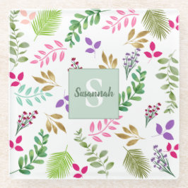 Posavasos De Vidrio Watercolor Eucalyptus