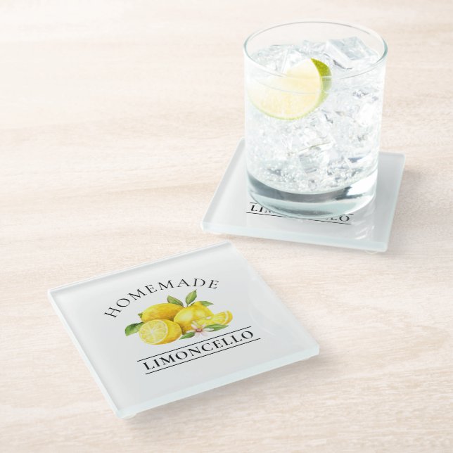 Posavasos De Vidrio Watercolor Lemons Limoncello Casero (Angular)
