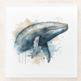 Posavasos De Vidrio Watercolor Whale Wonder