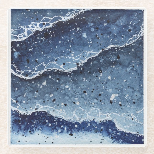 Posavasos De Vidrio Waves de montaña acuáticas (Anverso)