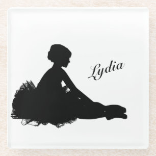 Posavasos De Vidrio Weary Ballerina Personalizada con Nombre