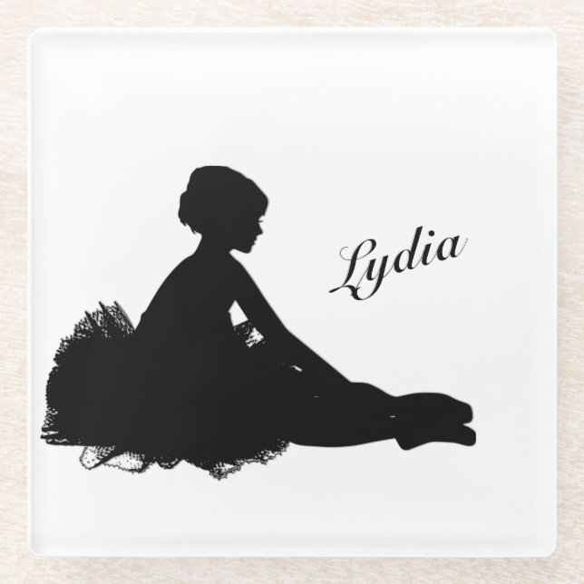 Posavasos De Vidrio Weary Ballerina Personalizada con Nombre (Anverso)