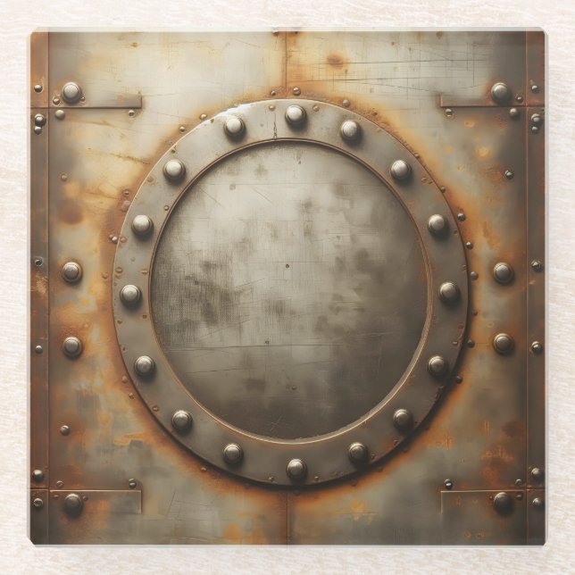 Posavasos De Vidrio weathered steel, metal look  (Anverso)