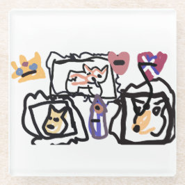 Posavasos De Vidrio Welsh Corgi hearts 