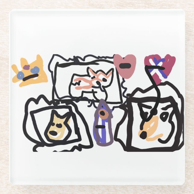 Posavasos De Vidrio Welsh Corgi hearts  (Anverso)