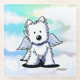 Posavasos De Vidrio Westie Angel Glass Coaster