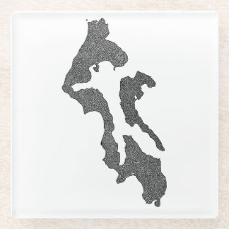 Posavasos De Vidrio Whidbey Island Island County Map Design