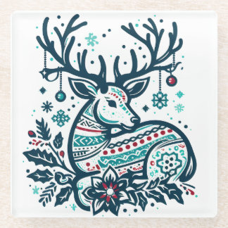 Posavasos De Vidrio Whimsical Christmas Deer Vector Clipart - Festive
