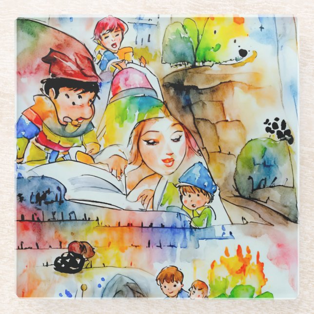 Posavasos De Vidrio Whimsical Fairy Tale Ilustracion (Anverso)