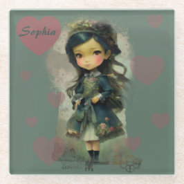 Posavasos De Vidrio Whimsical Kawaii Fairy Tale Chica