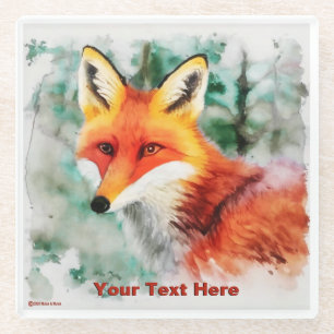 Posavasos De Vidrio Whimsical Red Fox