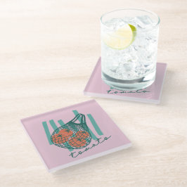 Posavasos De Vidrio Whimsical Tomatos Italy Farmers Market