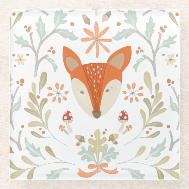 Posavasos De Vidrio Whimsical Woodland Fox (Anverso)