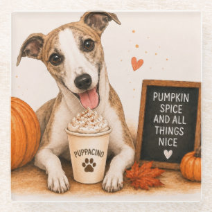 Posavasos De Vidrio Whippet Pumpkin Spice Puppaccino