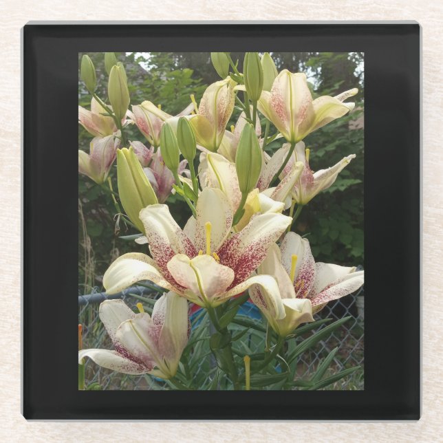 Posavasos De Vidrio White Daylilies (Anverso)