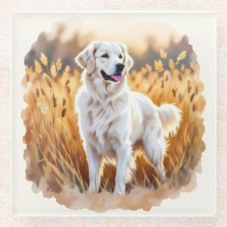 Posavasos De Vidrio White Golden Retriever Dog