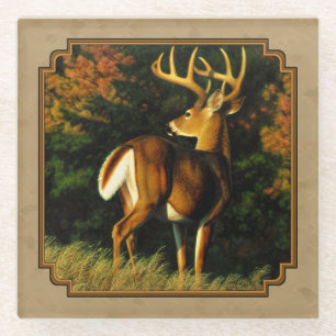Posavasos De Vidrio Whitetail Buck Deer Hunting Tan