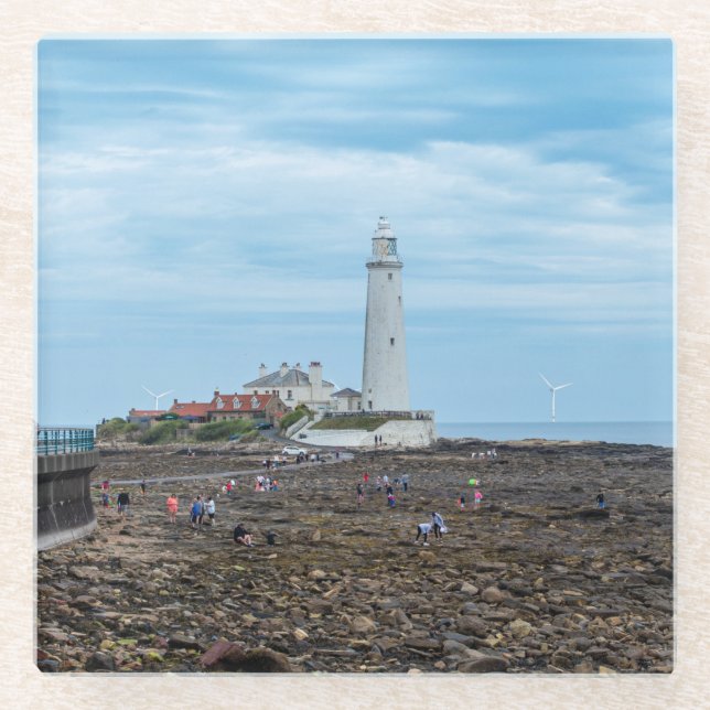 Posavasos De Vidrio Whitley Bay lighthouse  (Anverso)