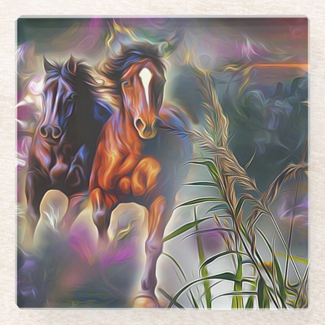 Posavasos De Vidrio Wild gallop (Anverso)