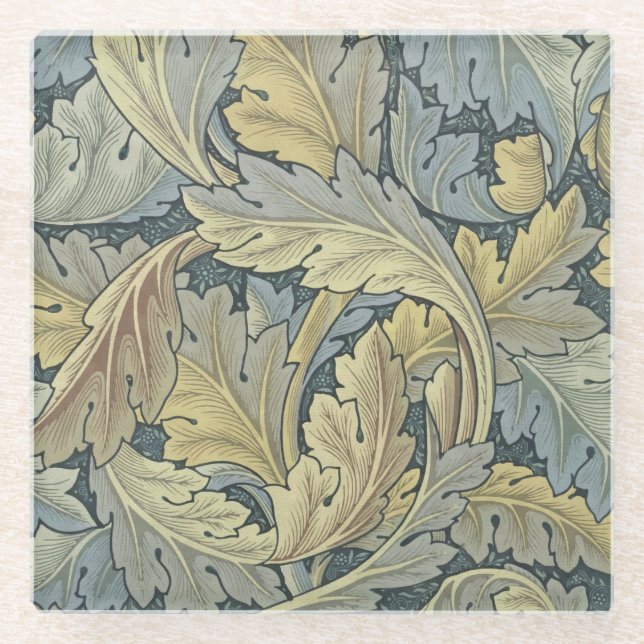 Posavasos De Vidrio William Morris Acanthus deja el Art Nouveau floral (Anverso)