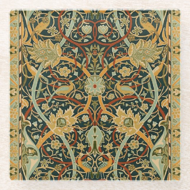 Posavasos De Vidrio William Morris Arte Persa Oriental de Alfombras (Anverso)