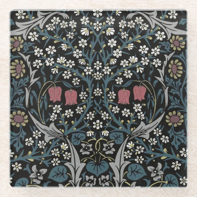 Posavasos De Vidrio William Morris Blackthorn Floral Art Nouveau (Anverso)