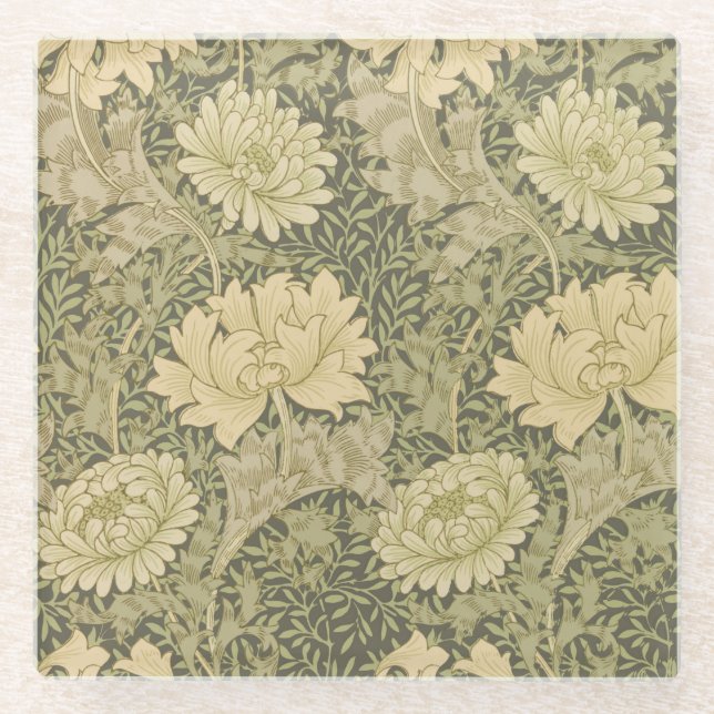 Posavasos De Vidrio William Morris Chrysanthemum Sage Flower (Anverso)