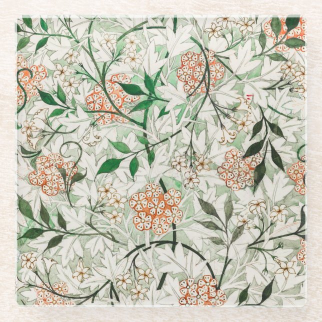 Posavasos De Vidrio William Morris Jasmine Garden Flower Classic (Anverso)