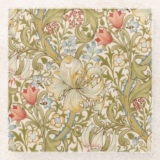 Posavasos De Vidrio William Morris Lily Art Nouveau (Anverso)