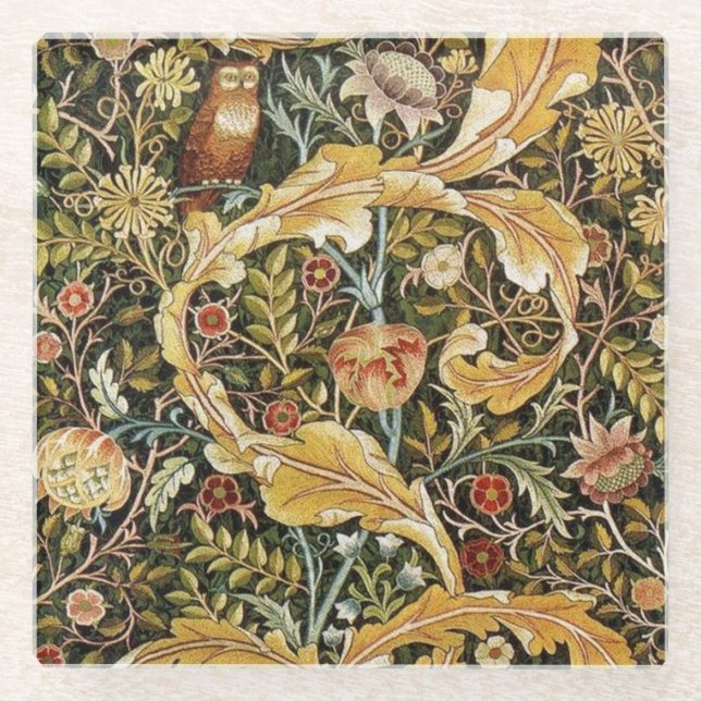 Posavasos De Vidrio William Morris Owl an Acanthus (Anverso)