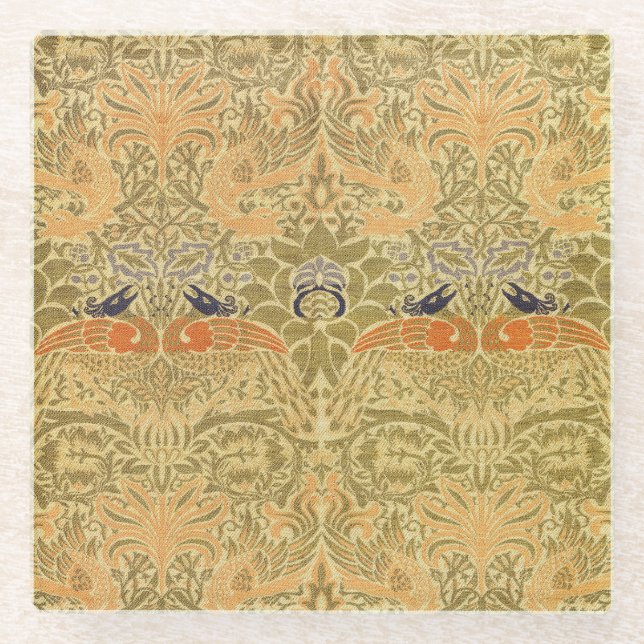 Posavasos De Vidrio William Morris Peacock & Dragon Arts & Crafts (Anverso)