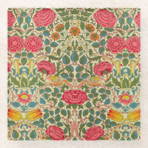 Posavasos De Vidrio William Morris Rosa Floral Chintz Pink