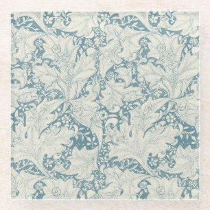 Posavasos De Vidrio William Morris Wallflower damasco azul floral