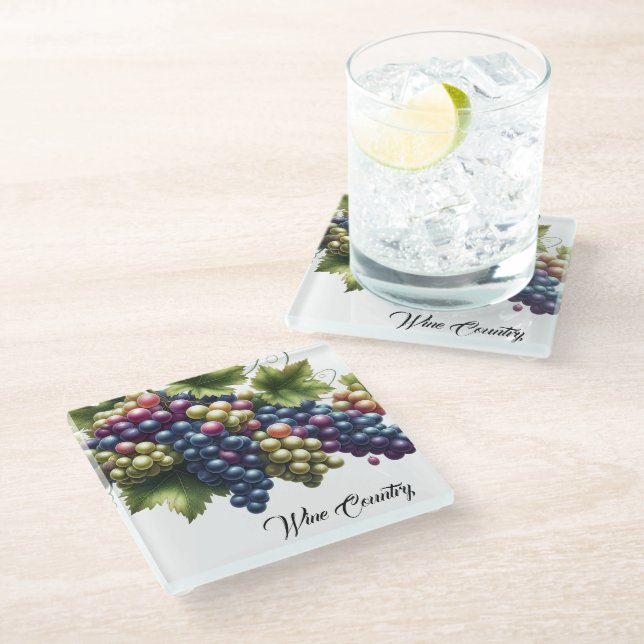 Posavasos De Vidrio Wine Country Glass Coaster (Angular)