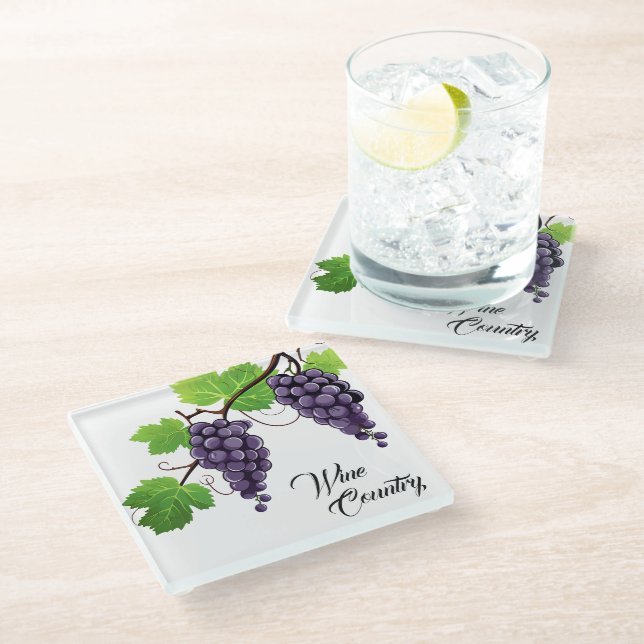 Posavasos De Vidrio Wine Country Glass Coaster (Angular)