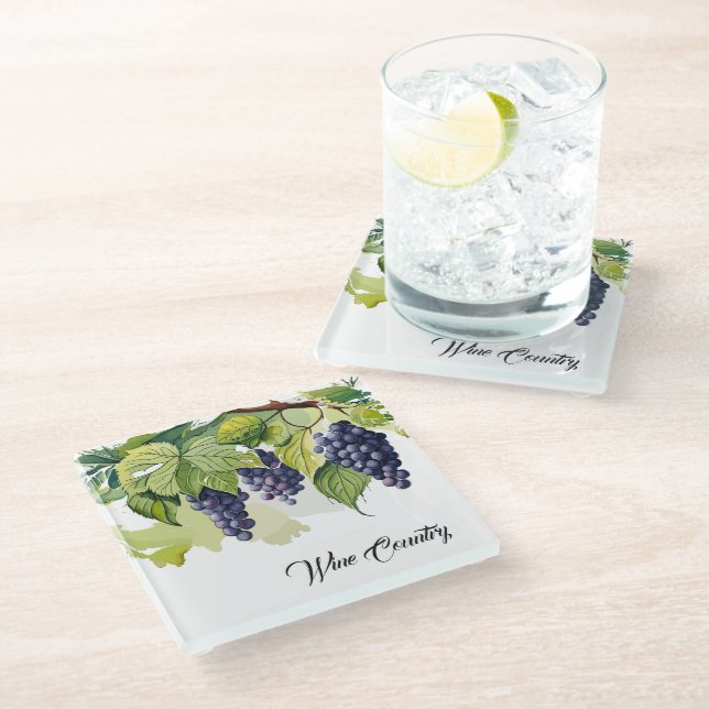 Posavasos De Vidrio Wine Country Glass Coaster (Angular)