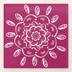 Posavasos De Vidrio Wine Mandala