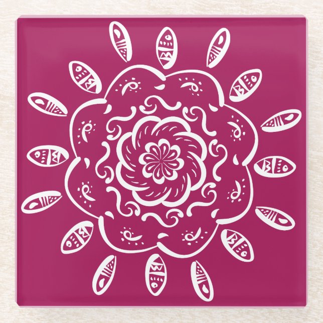 Posavasos De Vidrio Wine Mandala (Anverso)