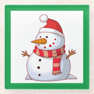 POSAVASOS DE VIDRIO WINTER SNOWMAN