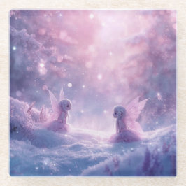 Posavasos De Vidrio Winter Whispers and Fairy Light